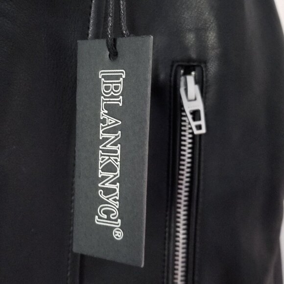 NEW BLANK NYC Essentials FAUX Leather Moto Jacket Size M Biker Edgy Black $99 - Picture 12 of 16